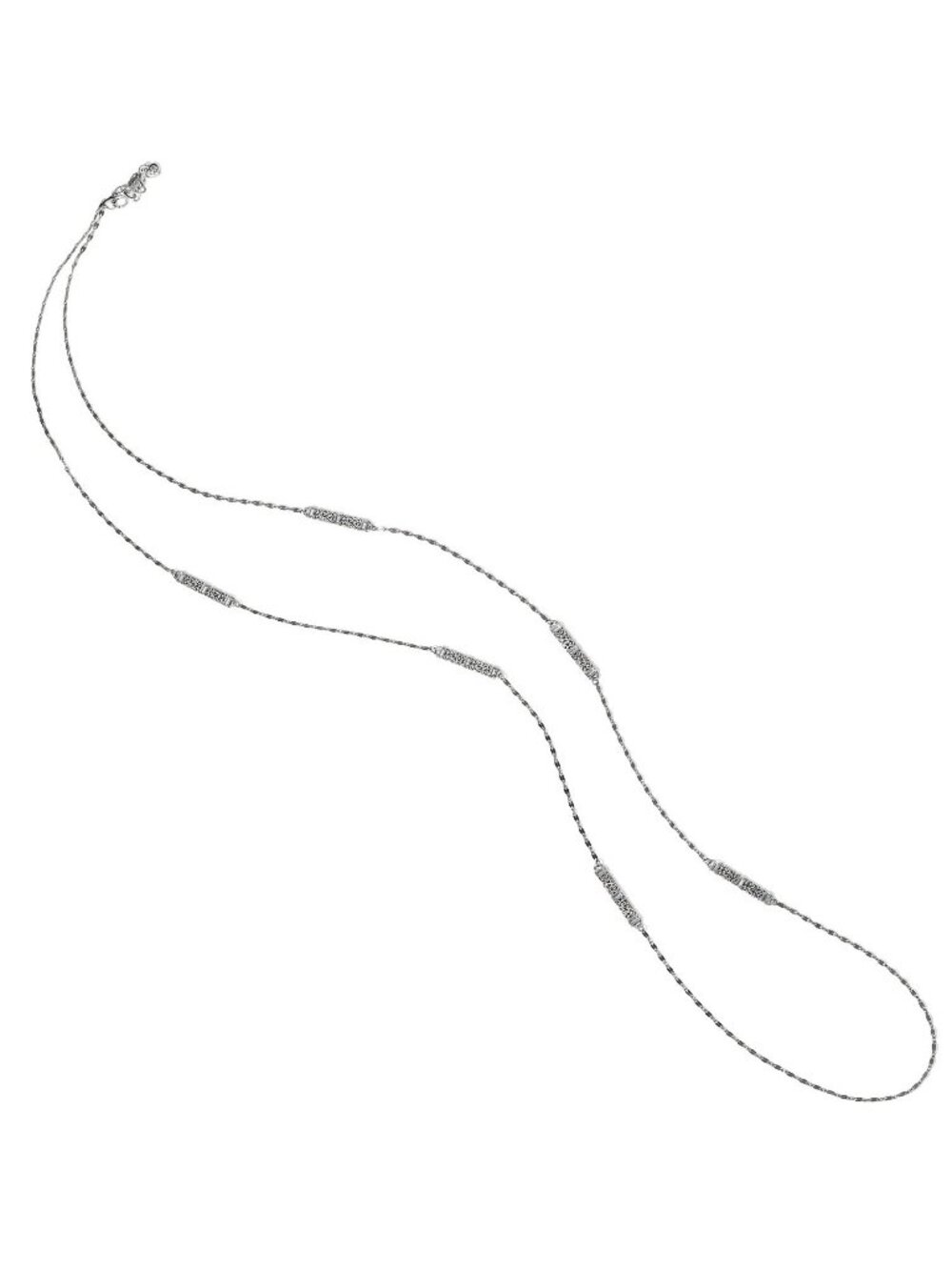 Brighton  Bsroness Bar Crystal Silver Long Necklace great for layering NWT JL802